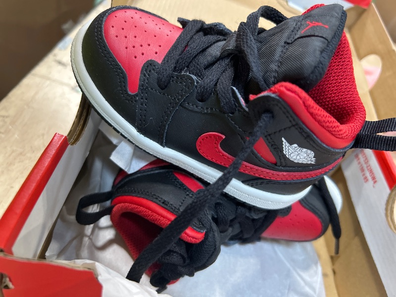 View 3 of *** PICTURE FOR REFERENCE ONLY DIFFERENT SHOE*** Nike Baby/Toddler Court Borough Mid 2 Shoes, University Red/Black-White, 6 c