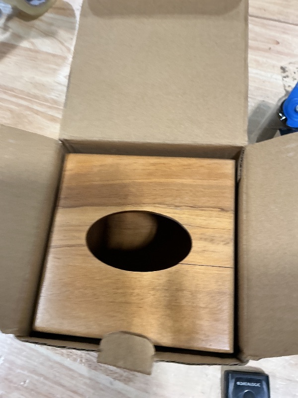 Photo 1 of **HAS A CRACK*** Chicvilla Tissue Box Cover Square, Teak Wood Tissue Box Holder with Slide-Out Bottom, Wooden Tissue Box Cover Cube for Bathroom, Bedroom, Dinner Table, 5.5 x 5.5 x 6.1 inches
