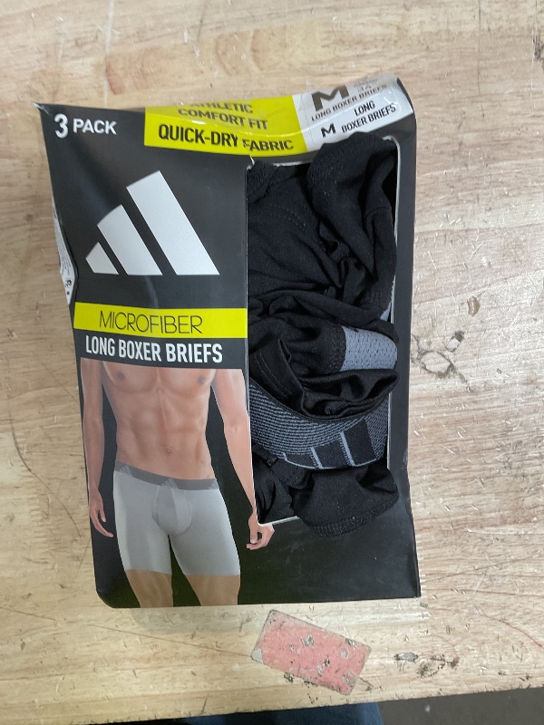 Photo 1 of adidas Men's Microfiber Long Boxer Briefs (3-Pack) Moisture-Wicking Performance Stretch Underwear