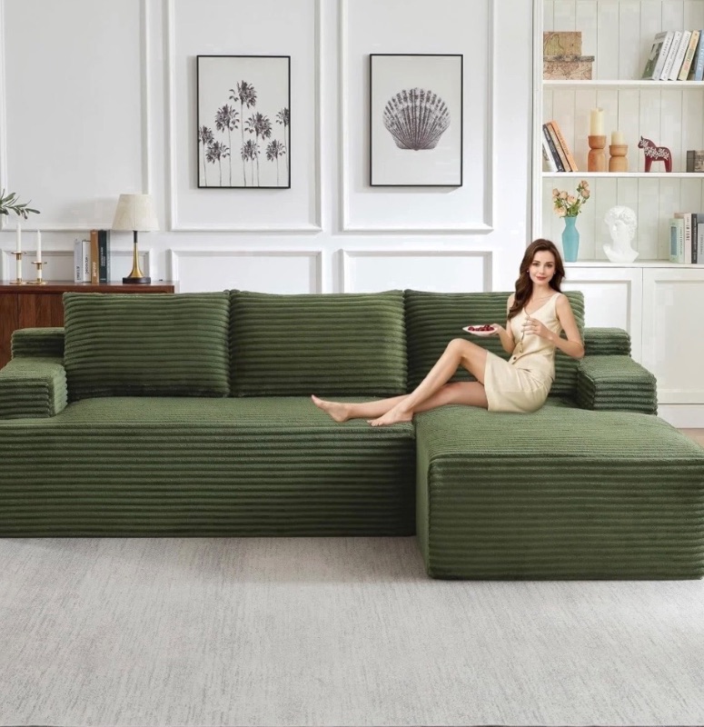 Photo 1 of ** selling as partial set. One of two boxes** Corduroy style sofa