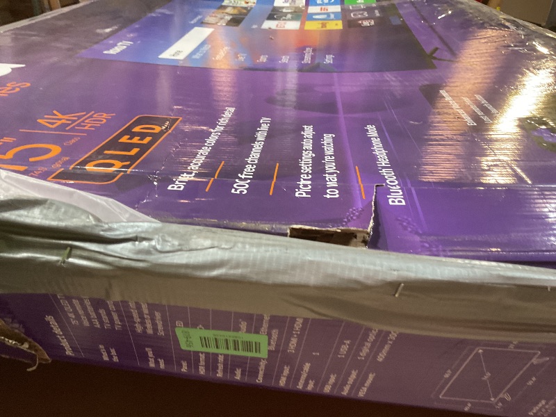 Photo 1 of ** selling for parts. Major damage to screen** Roku 75-Inch Select Series Smart TV 2026-4K QLED TV - Roku TV