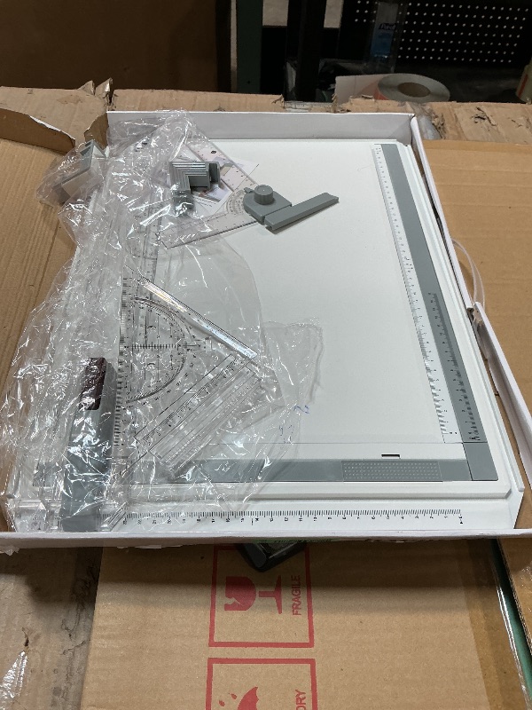 Photo 1 of A3 Portable Drawing Table Board with Clear Rule Parallel Motion and Angle Adjustable Measuring System, Multi-Function Metric Drawing Board Drafting Table for Engineering Students
