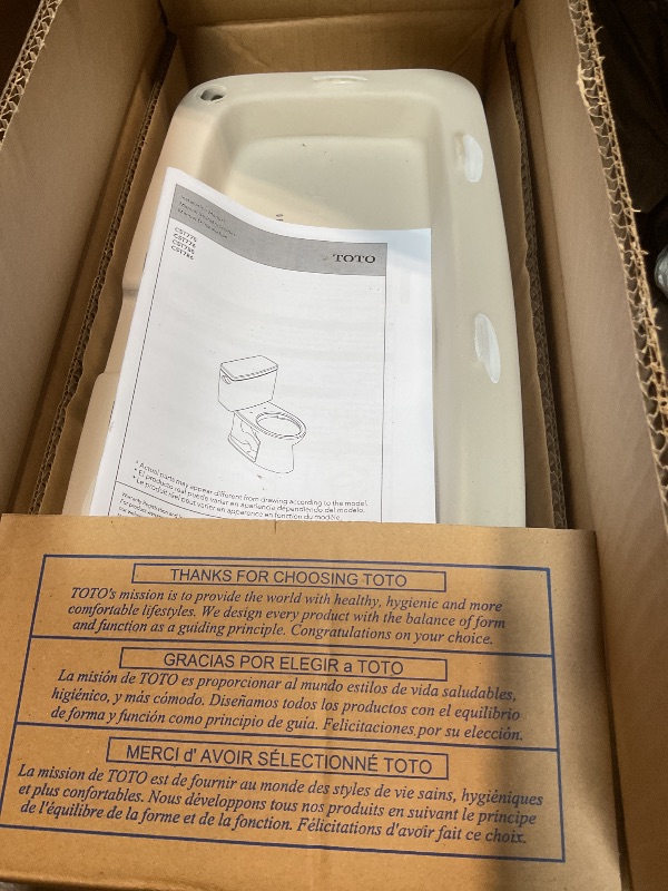 Photo 1 of ** two boxes **TOTO® Drake® Two-Piece Elongated 1.28 GPF Universal Height TORNADO FLUSH ® Toilet with 10 Inch Rough-In, CEFIONTECT®, and SoftClose® Seat, WASHLET®+ Ready, Cotton White - MS776124CEFG.10#01