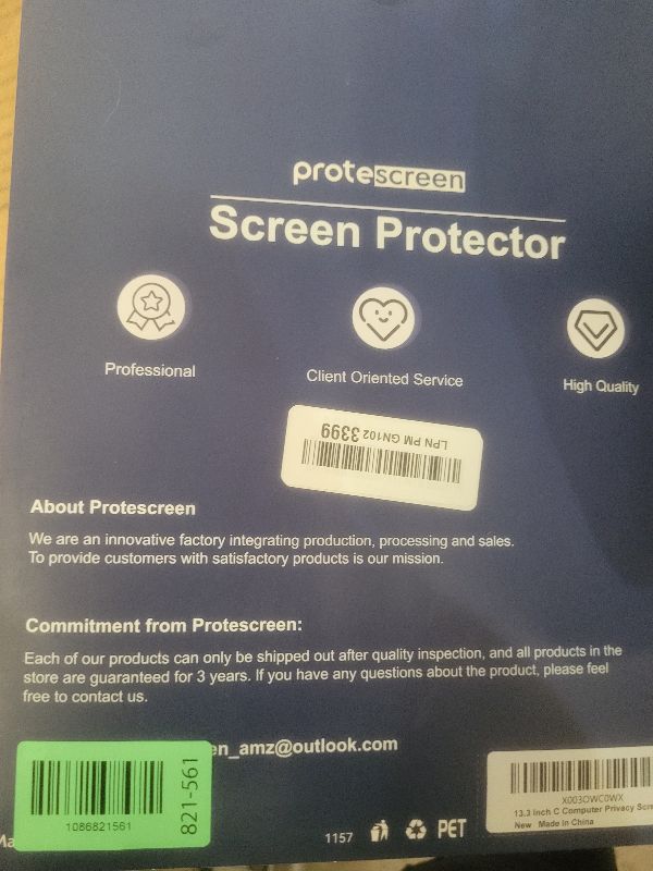 Photo 1 of 13.3 Inch Laptop Privacy Screen Compatible With Lenovo Hp Dell Acer Asus Thinkpad Envy Xps, 16:9 Aspect Removable Anti Glare Blue Light Filter Protector,13 in Computer Monitor Privacy Shield