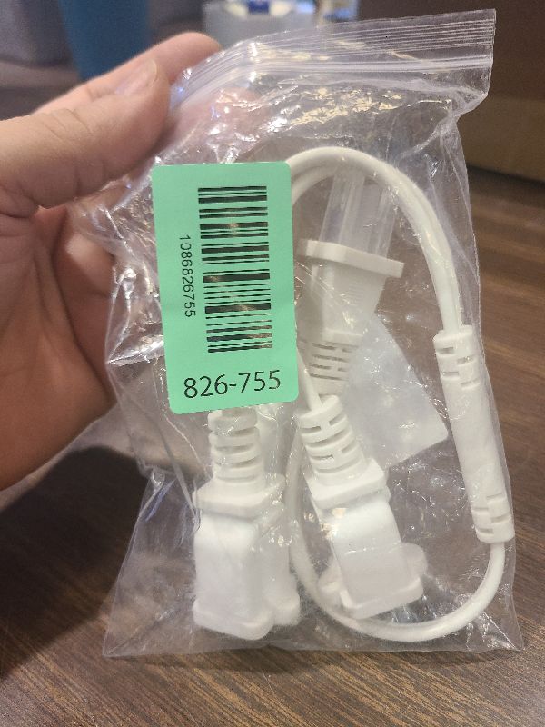 Photo 1 of 1.5 FT 2 Outlet Power Splitter Cord, White 18 AWG Wire, 2 Prong Indoor Extension Cord 1 to 2, Male to Female Y Splitter, 10 A 125 V