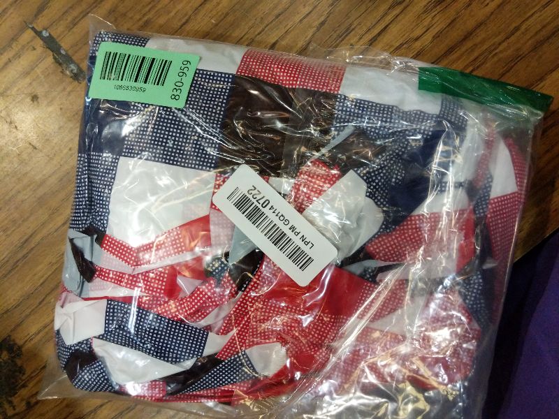 Photo 1 of 3 Pack Plastic Tablecloth Red White Blue Checkered, Rectangle 51 x 71 in