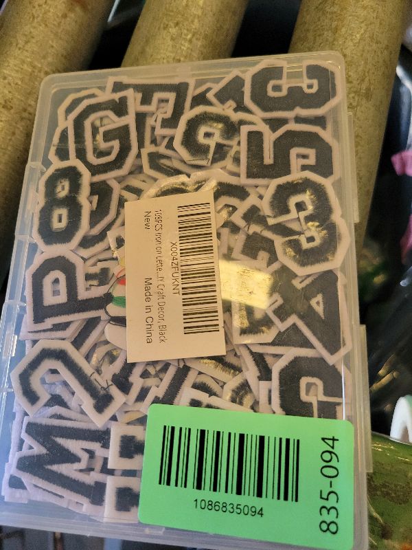 Photo 1 of 108PCS Iron on Letters and Numbers 1.38 inch Embroidered Letter Patches, A-Z & 0-9 Alphabet Applique for Clothing, Hats, Shirts, Bags, DIY Craft Decor, Black