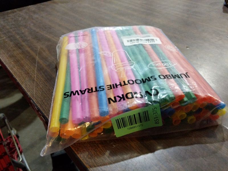 Photo 1 of 100 Pcs Jumbo Smoothie Straws,Colorful Disposable Wide-mouthed Large Straw.