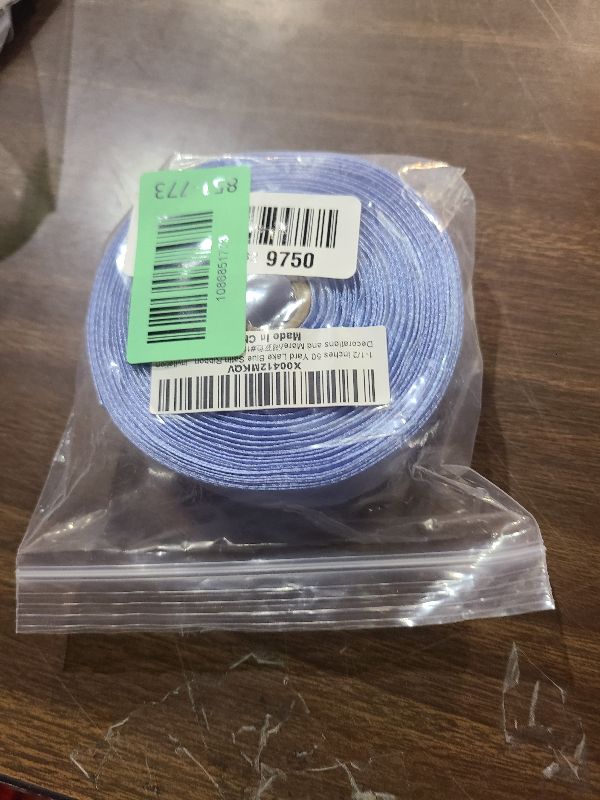 Photo 1 of 1-1/2 inches 50 Yard Lake Blue Satin Ribbon for Gift Wrapping, Wedding, Crafts, Christmas,Easter, Floral, Hair, Invitation Decorations and More