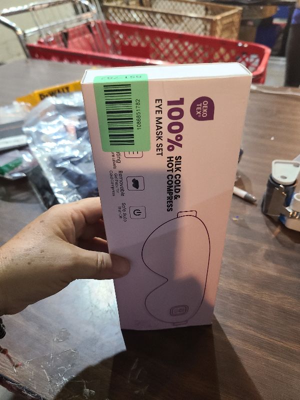 Photo 1 of 100% Silk Wireless Heated Eye Mask with Cooling, Relieves Dry Eye Syndrome and Puffy, Reduces Dark Circles, Adjustable Velcro Design and Washable Cover, Suitable for Travel & Gifts-Pink.