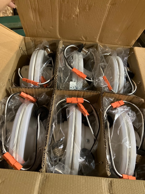 Photo 1 of 12 Pack 5/6 Inch LED Can Lights with Night Light, Metal 5CCT Retrofit Recessed Lighting Selectable 2700K-6000K Dimmable, 12W=75W, 1200LM Downlight with Metal Smooth Trim - ETL and Energy Star