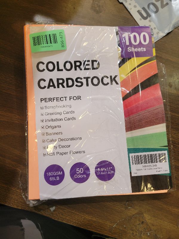 Photo 1 of 100 Sheets 8.5" X 11" Colored Cardstock, 50 Assorted Colors Construction Paper Card Stock Printer Paper for Printing, Card Making, DIY Crafts,School Supplies,Party Decorations (180GSM/65LB)