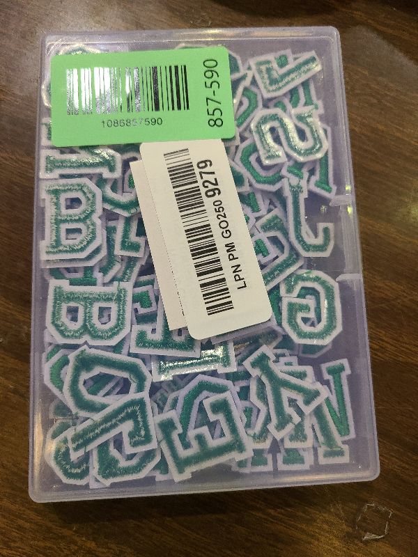 Photo 1 of 108PCS Iron on Letters and Numbers 1 inch Small Embroidered Letter Patches, A-Z & 0-9 Alphabet Applique for Clothing, Hats, Shirts, Bags, DIY Craft Decor, Green
