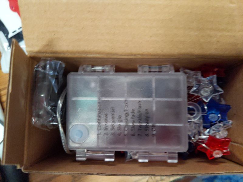 Photo 1 of 100 LED 4th of July Decorations American Star Fairy Lights Battery Operated, 2 Sets Mini Red White and Blue Star Twinkling Lights Remote & Timer with 8 Modes for Home Memorial Day Patriotic Decor