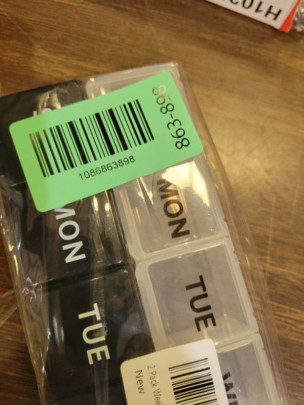 Photo 1 of 2 Pack Weekly Pill Organizer, Large 7 Day Pill Case, Daily Vitamin Case Medicine Box, AM/PM Pill Containers for Medicine Supplements Fish Oil?White & Black?