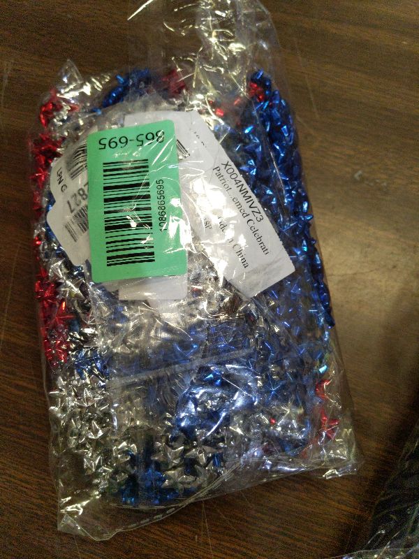 Photo 1 of 18 Pieces Patriotic Star Bead Necklaces Bulk, 33 Inches Red White Blue Metallic Necklaces for 4th of July, Independence Day, Memorial Day, Veteran Parade Party Favors and American-Themed Celebrations
