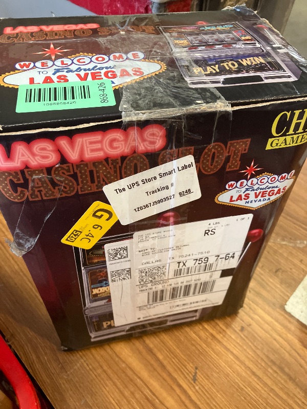 View 2 of 12.5" Large Play to Win Slot Machine Figurine - Black & Aluminum