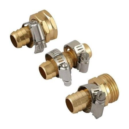 Photo 1 of  Metal Brass 1/2 Garden Hose Repair Mender Kit Male Female Repair with Stainless Clamp 