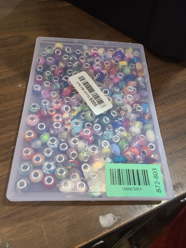 Photo 1 of 100 Pieces Large Hole Beads Spacer Bead Mixed Assorted European Craft Big Beads Large Hole Lampwork Murano Fairy Wand Garden Bead for DIY Pens Charms Bracelet Necklace Keychain Jewelry Making Supplies
