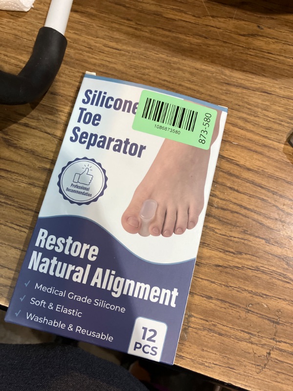 Photo 1 of 12 Pack Gel Toe Separators & Spacers - Aloe Infused Bunion Pads for Overlapping Toes, Hammer Toes & Big Toe Alignment - Medical Grade Toe Straightener for Men & Women, Transparent & Washable (S)