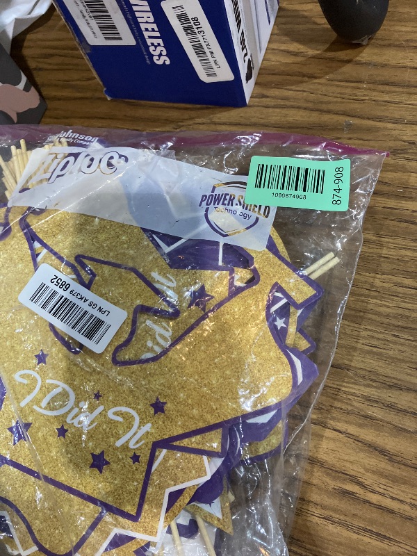 Photo 1 of 2026 Graduation Party Decorations - 24 Pcs Class of 2026 Congrats Grad Table Centerpieces Graduation Table Decorations Sticks Table Toppers for Graduation Party (Purple Gold)