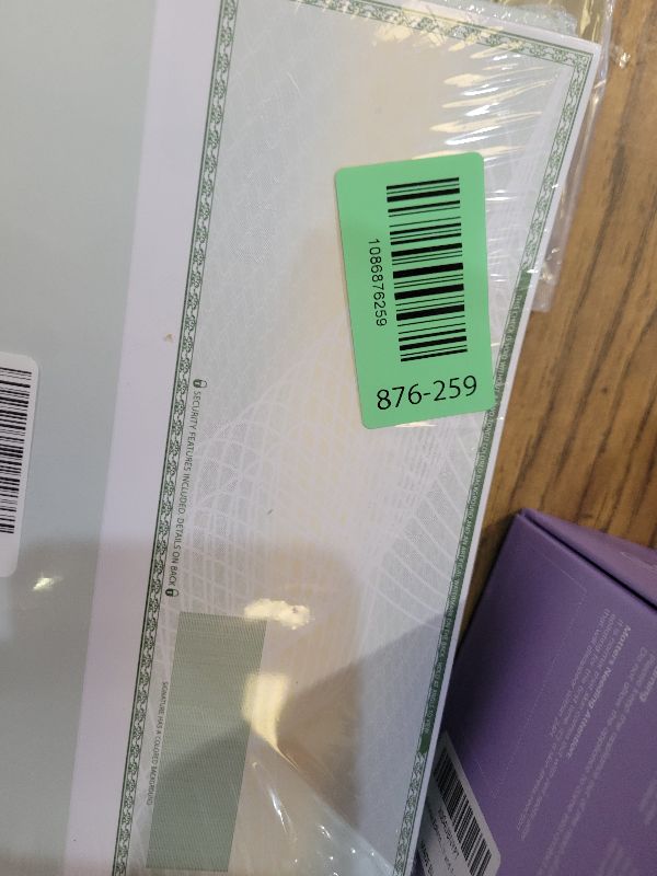 Photo 1 of 100 Blank Check Stock - Check on Top Art Deco- Paper Weight # 70"High Security" Check Paper Green Art Deco