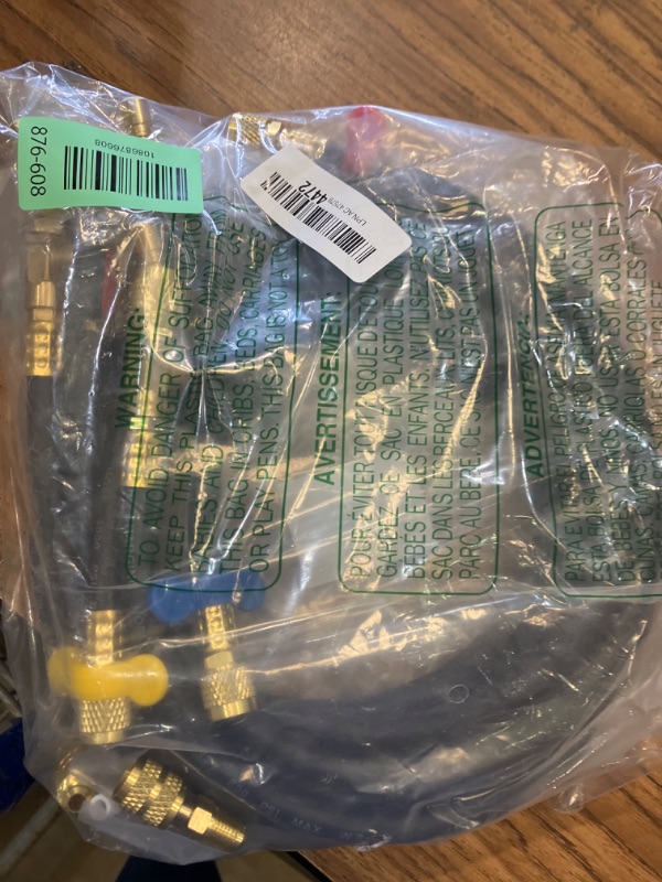 Photo 1 of 1/4" A2L Ball Valve Refrigerant Hose Set - 6FT Heavy Duty HVAC Hoses - 45° & 180° Left-Hand Adapters + Triple Crimp - Tri-Color Coded for R-1234yf R-32 R-454B R-410A R-134A (3 Pcs)