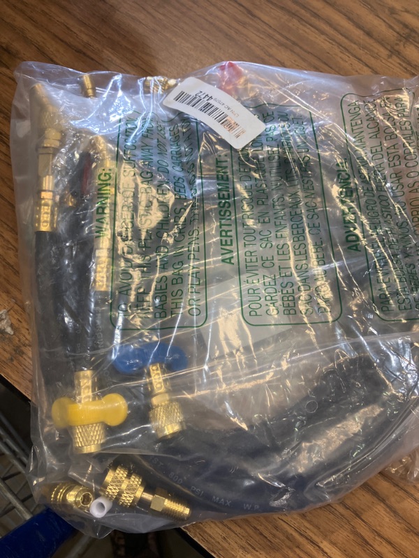 Photo 1 of 1/4" A2L Ball Valve Refrigerant Hose Set - 6FT Heavy Duty HVAC Hoses - 45° & 180° Left-Hand Adapters + Triple Crimp - Tri-Color Coded for R-1234yf R-32 R-454B R-410A R-134A (3 Pcs)