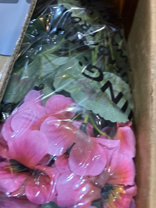 Photo 1 of 2 Pack Artificial Geranium Flowers Topitary Trees for Outdoors, UV Resistant Geraniums Potted Bushes Look Real Silk Faux Plants for Front Door Garden Porch Planter Farmhouse Home Decor (Peach Red)