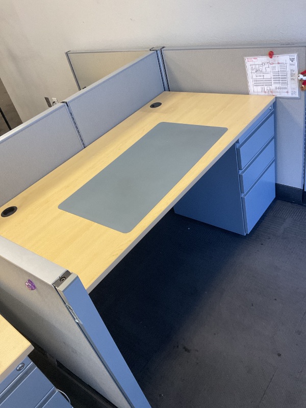 Photo 1 of 4 person desk cubicle with cabinets