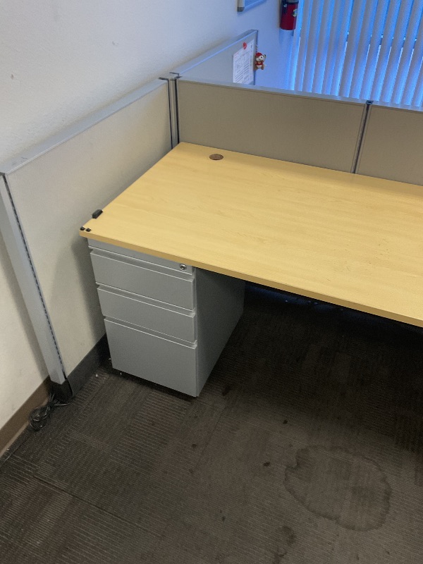 Photo 1 of 4 person desk cubicle with cabinets