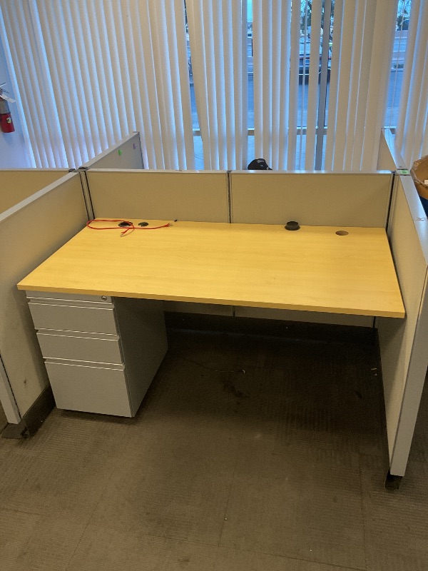 Photo 1 of 4 person desk cubicle with cabinets