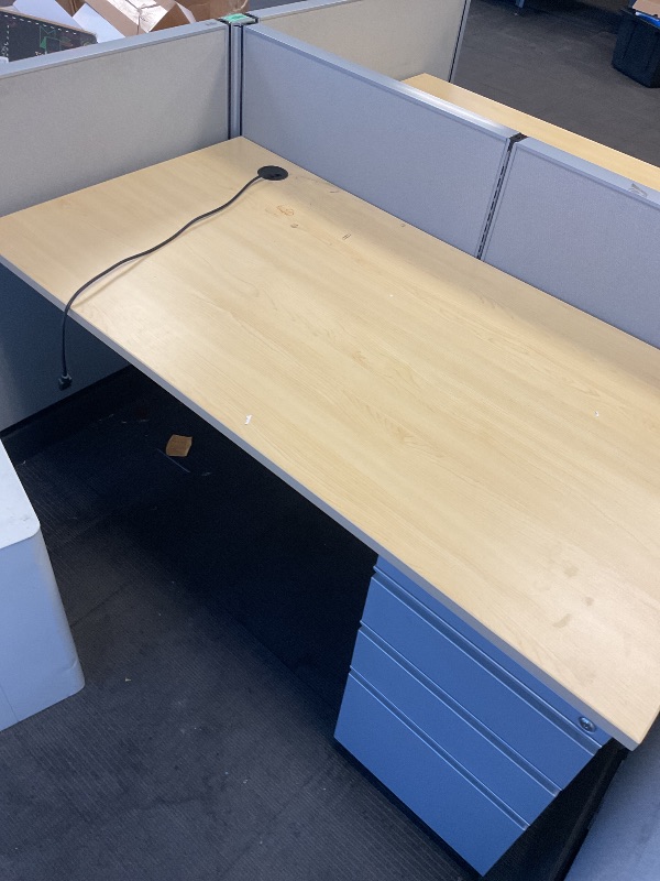 Photo 1 of 4 person desk cubicle with cabinets