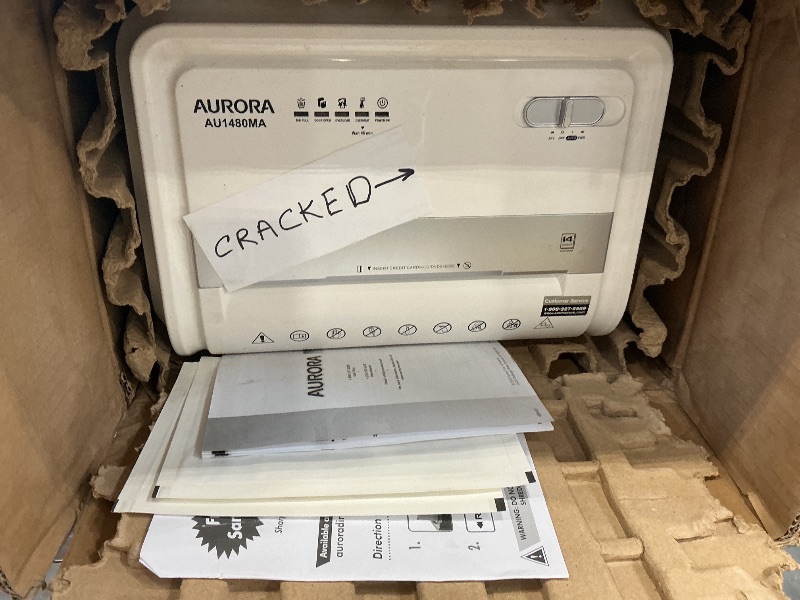 View 3 of Aurora AU1480MA Professional Grade 14-Sheet Micro-Cut Paper and CD/Credit Card Shredder/ 30 Minutes Continuous Run Time, White/Gray 