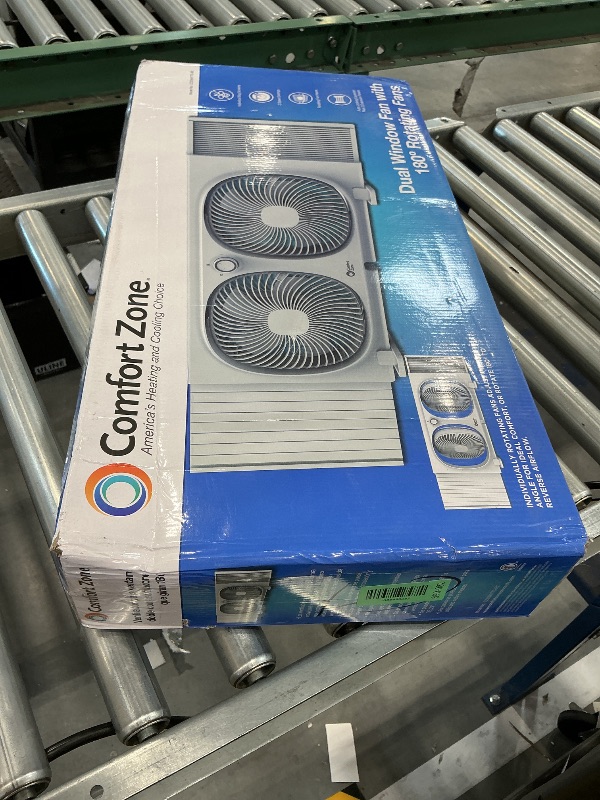View 2 of COMFORT ZONE Reversible Twin Window Fan with Rotating Heads and 2 Speeds