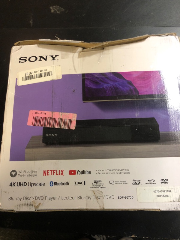 Photo 1 of Sony BDP-S6700 Blu-Ray Player with 4K Upscaling