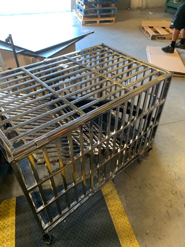 Photo 1 of FoQualy Collapsible Stainless Steel Dog Crate, 48"