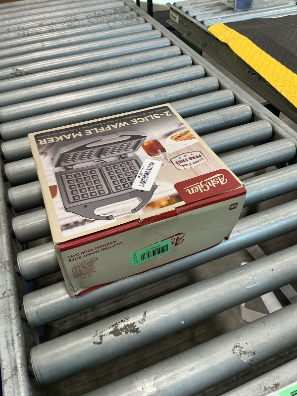View 2 of [SOLD FOR PARTS] AshGlen Double Mini Waffle Maker, Ceramic Belgian Waffle Iron, White