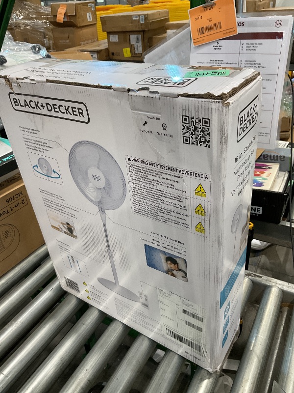 View 2 of [DAMAGED] BLACK+DECKER 16" Oscillating Pedestal Fan with Remote, BFSR16W, White