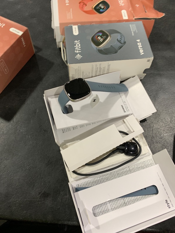 Photo 1 of Google Fitbit Versa 4 Fitness Smartwatch, - Waterfall Blue/Platinum