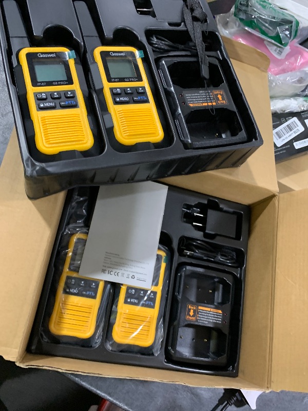 Photo 1 of Gaswei G2pro+ IP67 Waterproof Floating Walkie Talkies Long Range for Adults, Heavy Duty Walkie Talkie with Double PTT,FM Radio,SOS,NOAA Weather,VOX, Two Way Radio Rechargeable Battery(Yellow 6Pack)