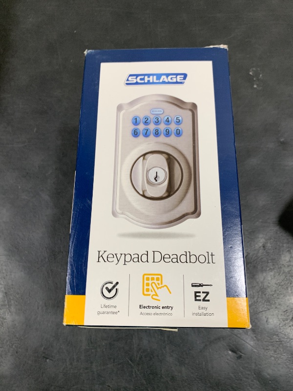 Photo 1 of Schlage Electronic Keypad Deadbolt Lock, Satin Nickel