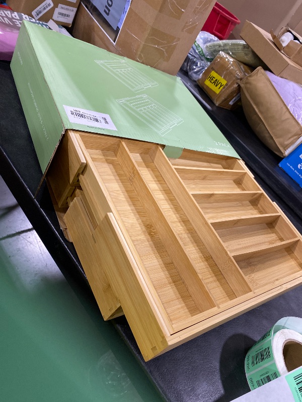 Photo 1 of Purawood Bamboo Drawer Organizer (2 Pack)