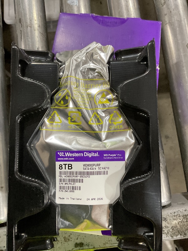 Photo 1 of Western Digital 8TB WD Purple Pro Surveillance Internal Hard Drive HDD - SATA 6 Gb/s, 256 MB Cache, 3.5" - WD8002PURP
