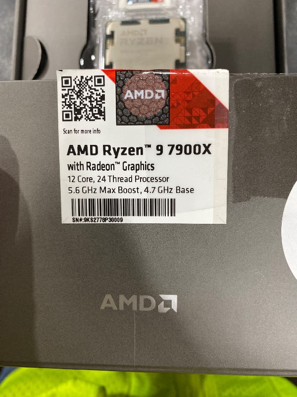 Photo 1 of AMD Ryzen 9 7900X 12-Core, 24-Thread Unlocked Desktop Processor