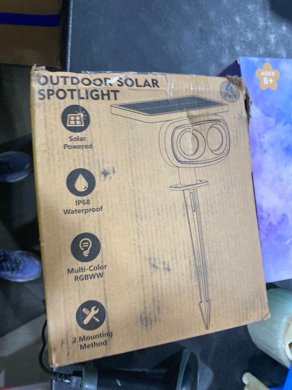 Photo 1 of MOFOYEAH Solar Spot Lights, 4-Pack Black Outdoor Waterproof RGB