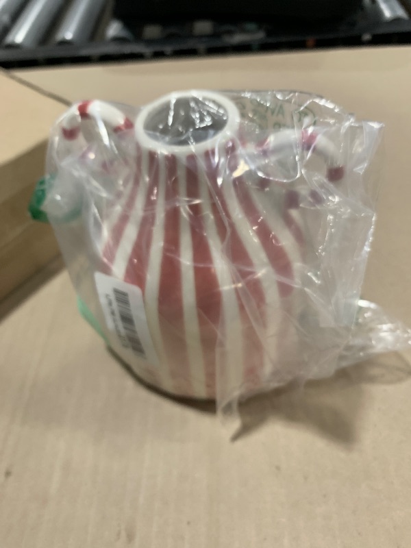 Photo 1 of oliruim Red & White Striped Ceramic Vase