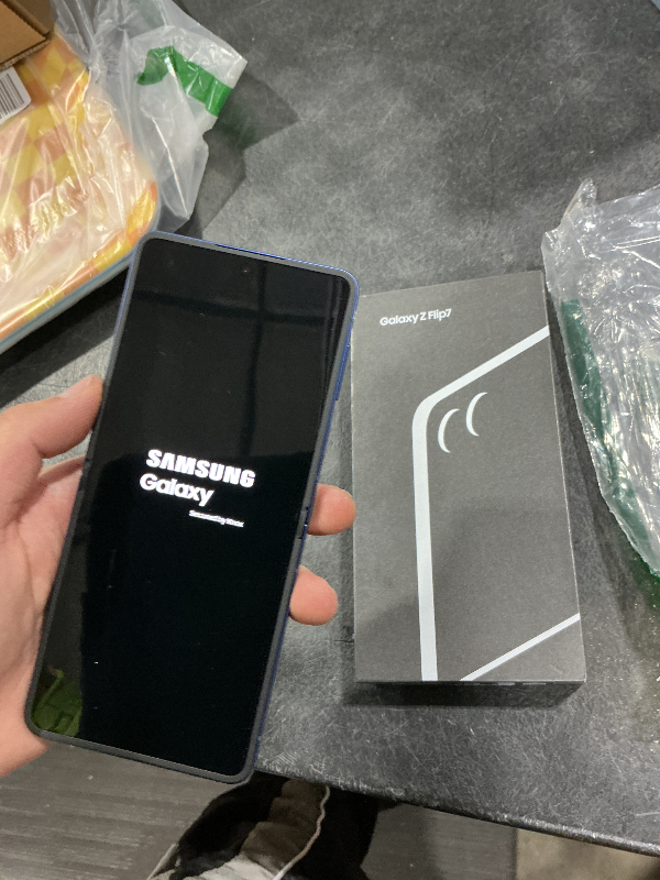 Photo 1 of Samsung Galaxy Z Flip7 Cell Phone, 512GB AI Smartphone, Blue Shadow