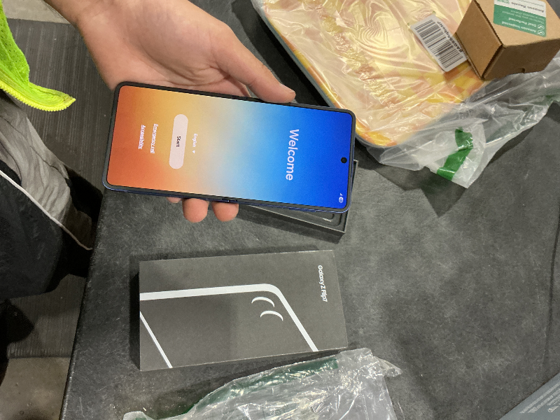Photo 1 of Samsung Galaxy Z Flip7 Cell Phone, 512GB AI Smartphone, Blue Shadow