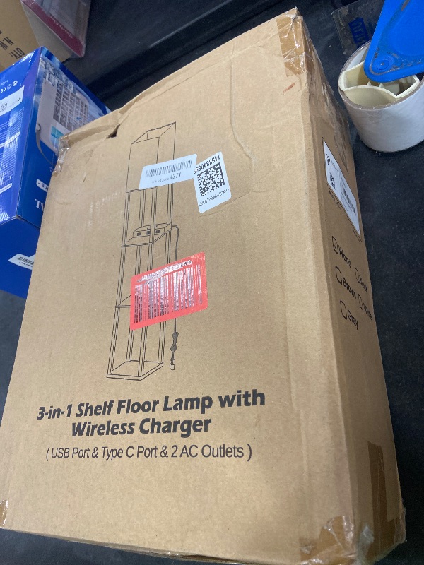 Photo 1 of Mlambert Shelf Floor Lamp with Wireless Charger, USB, Type-C, AC Port